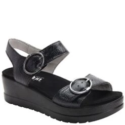 Alegria Women's Morgyn Flatform Wedge Sandals - Black -Elliotts Boots Shop AAMOR 520 5