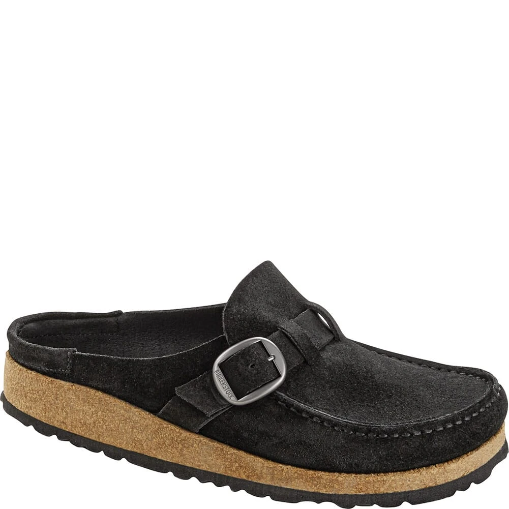 Birkenstock Women's Buckley Suede Leather Slip Ons - Black 1 Birkenstock Women's Buckley Suede Leather Slip Ons - Black