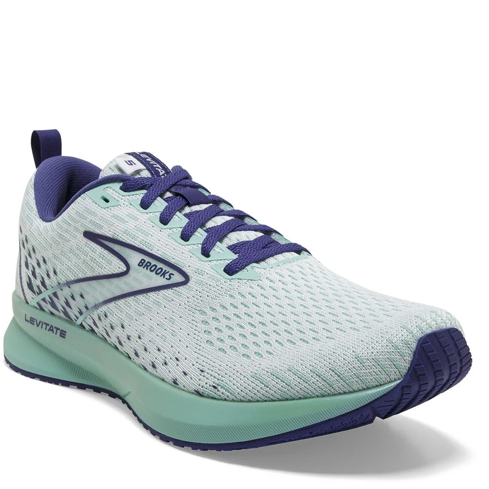 Brooks Women's Levitate 5 Road Running Shoes - White/Navy Blue 4 Brooks Women's Levitate 5 Road Running Shoes - White/Navy Blue - Image 4
