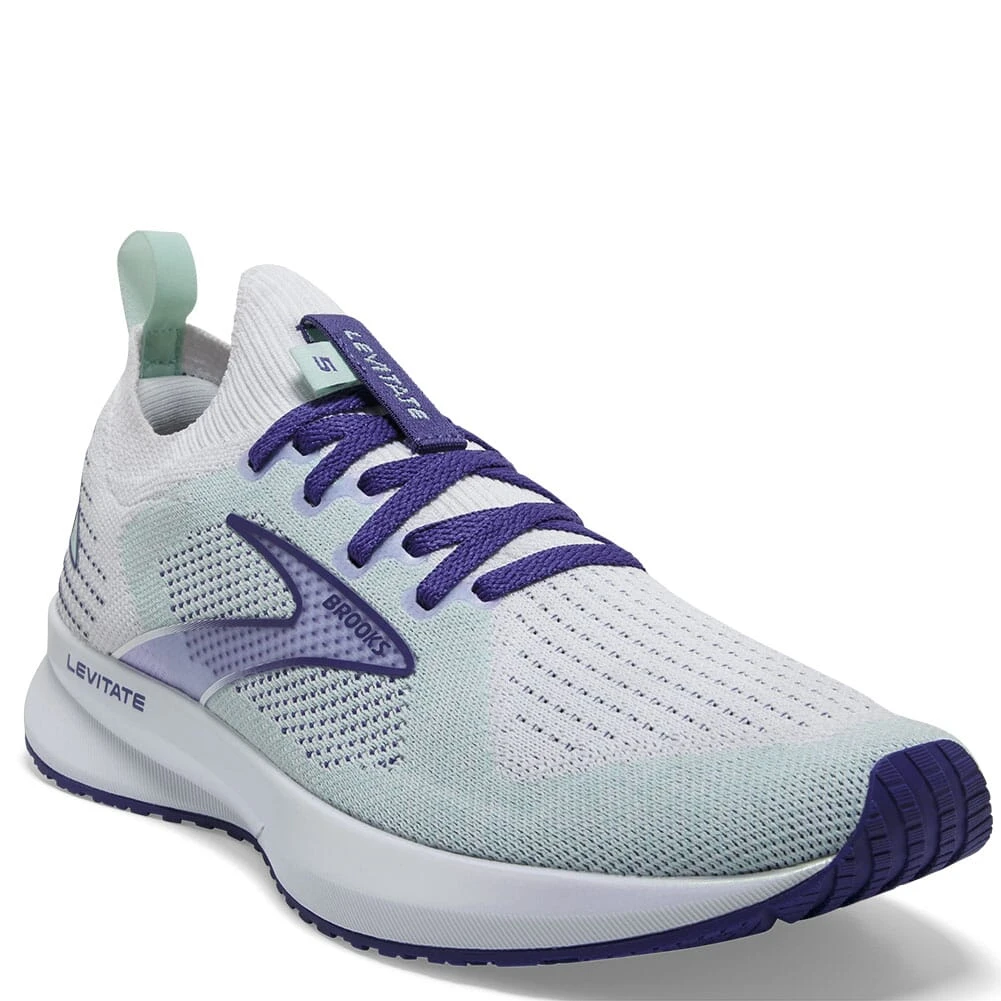 Brooks Women's Levitate 5 Athletic Shoes - White/Navy Blue 4 Brooks Women's Levitate 5 Athletic Shoes - White/Navy Blue - Image 4