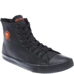 Harley Davidson Men's Baxter Casual Shoes - Black/ Orange -Elliotts Boots Shop D93343 5