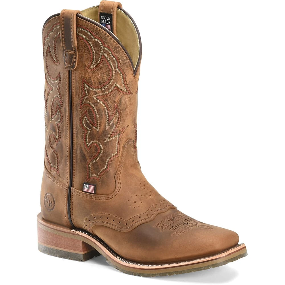 Double H Men's Square Toe Western Ropers - Brown 6 Double H Men's Square Toe Western Ropers - Brown - Image 6