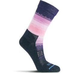 FITS Women's Gradient Stripe Casual Crew Socks - Navy/Cashmere Rose