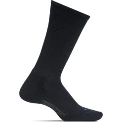 Feetures Men's Casual Rib Cushion Crew Socks - Black