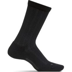 Feetures Women's Texture Cushion Crew Socks - Black