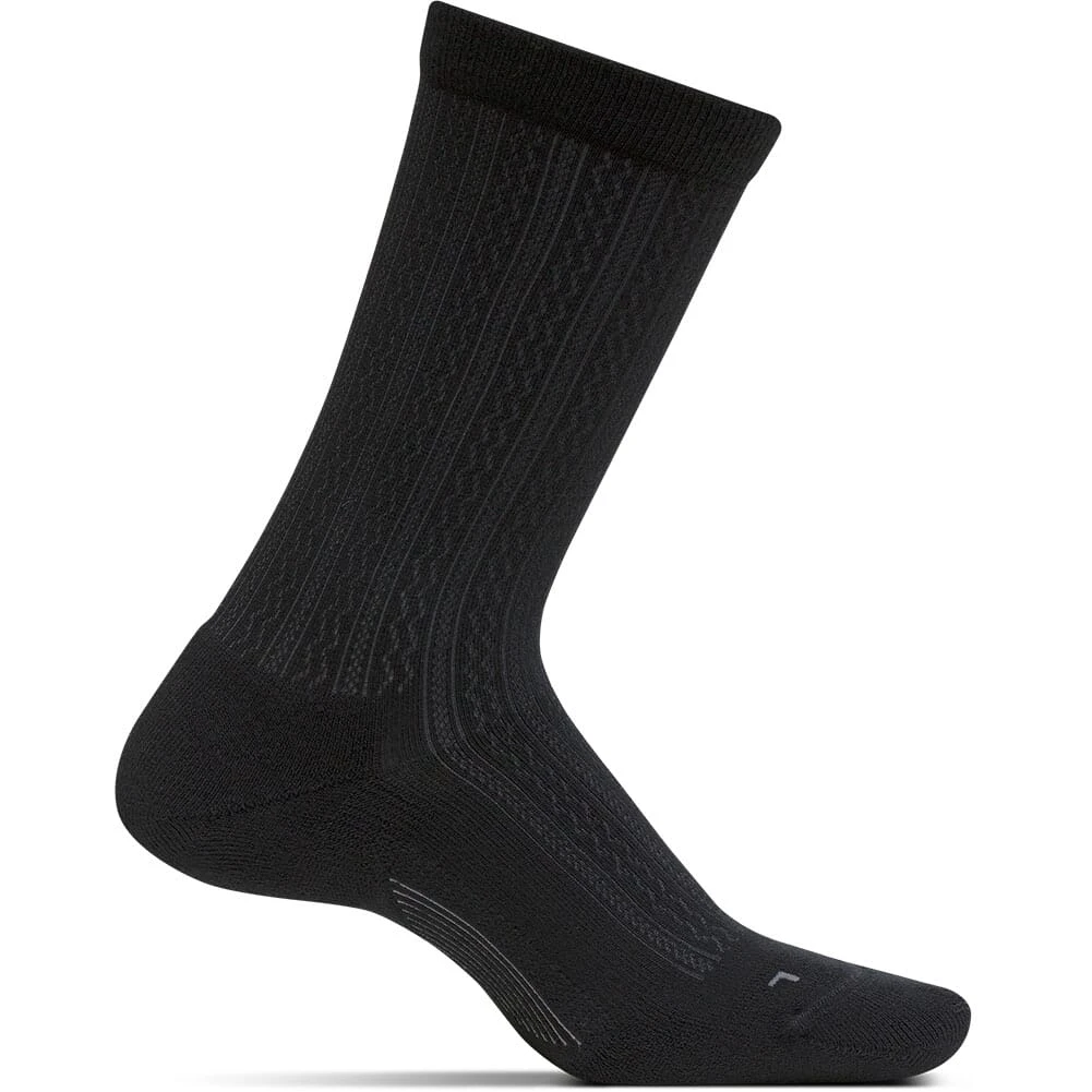 Feetures Women's Texture Cushion Crew Socks - Black 1 Feetures Women's Texture Cushion Crew Socks - Black
