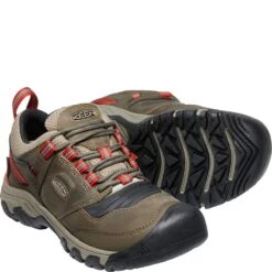 KEEN Men's Ridge Flex WP Hiking Shoes - Timberwolf/Ketchup 7 KEEN Men's Ridge Flex WP Hiking Shoes - Timberwolf/Ketchup -Elliotts Boots Shop KE1024918 2