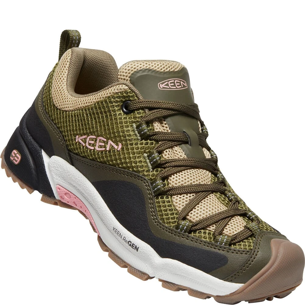 KEEN Women's Wasatch Crest Vent Hiking Shoes - Olive Drab/Pink Icing 2 KEEN Women's Wasatch Crest Vent Hiking Shoes - Olive Drab/Pink Icing - Image 2
