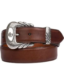 Lucchese Men's Leather Western Belt - Tan Burnished