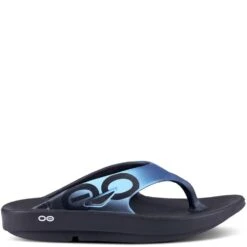 OOFOS Unisex OOriginal Sport Sandals - Black/Azul -Elliotts Boots Shop OF1001 BLKAZUL 2