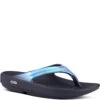 OOFOS Women's OOLala Luxe Casual Sandals - Black/Atlantis