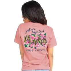 Simply Southern Women's Just One Super Tired Mama T-Shirt - Petal
