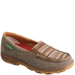 Twisted X Women's Driving Moc Boat Slip-On - Khaki/Grey Multi -Elliotts Boots Shop TXWXC0006 5
